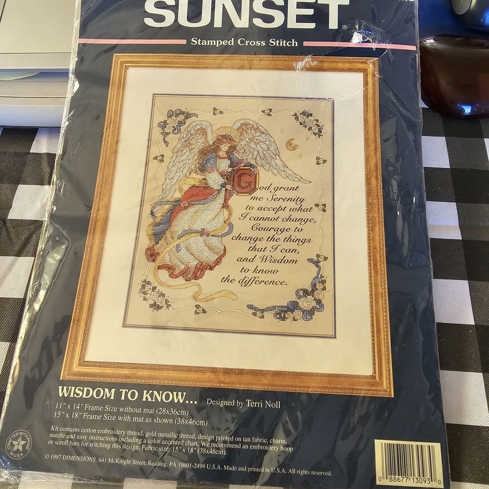 Sunset Angel Cross Stitch Kit with Gold Frame